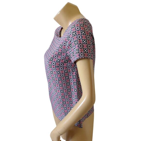 J. Crew XXS Geometric Print Scoop Neck Short Sleeve Blouse - Picture 2 of 8